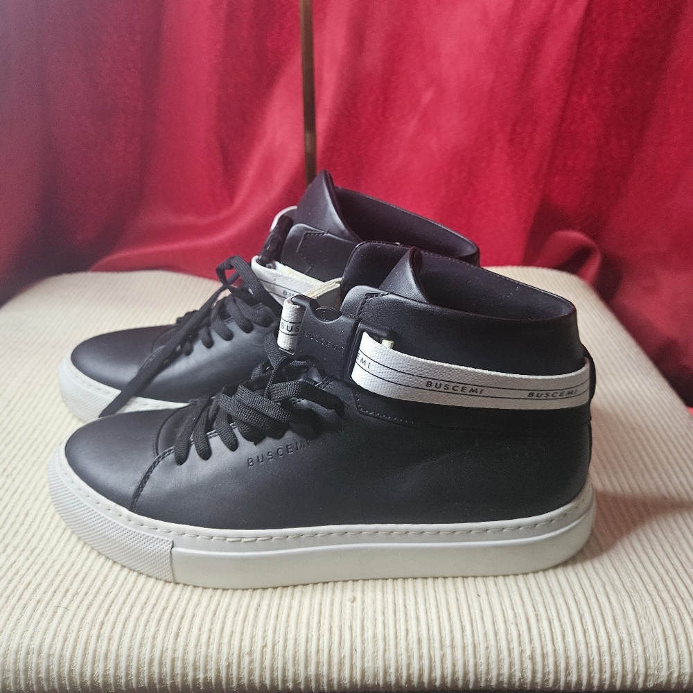 Buscemi Women's 100mm Black Leather High-Top Sneakers Shoes Size 38 1/2 US 8 1/2